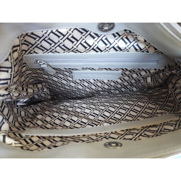 Tignanello Gray Leather Crossbody Shoulder Hand Bag Purse Several Compartments - Picture 4 of 12